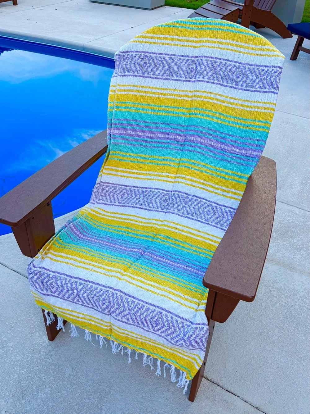 Mexican Falsa Blanket – Woven Striped Serape Throw with Fringe